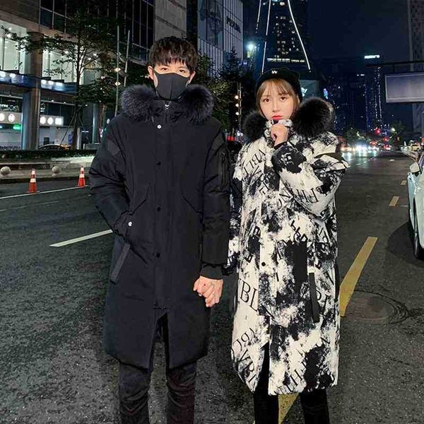 

2021 winter new couple detachable hat korean down jacket men, Black