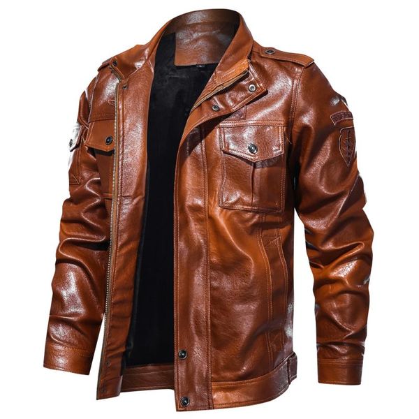 

men's cloths motorcycle leather jacket pu blazer casual coat men fur & faux, Black