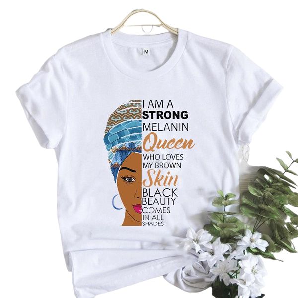 PROPCM Donna Bella Melanina Africana Ragazza Nera Stampa T Shirt Queen Lips Haruku Donna Manica Corta Abbigliamento Drop Ship Casual Party Club Streetwear