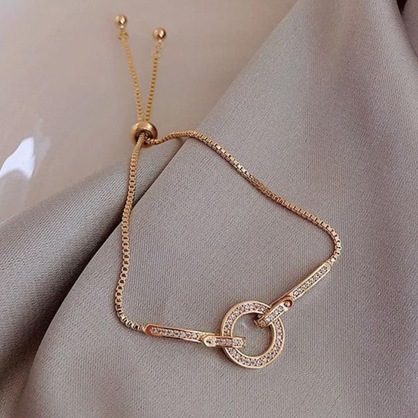 

charm bracelets cubic zirconia 2021 pendant bracelet for woman round korean bangle female fashion simple jewelry gifts, Golden;silver