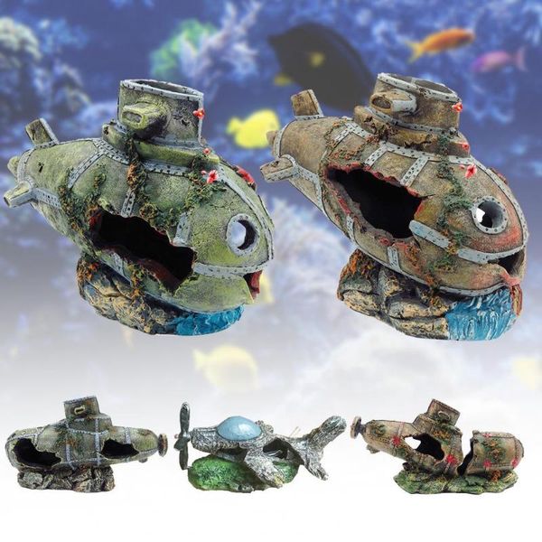 

decorations light grey modern classic aquarium fish tank landscape realistic decor eco-friendly resin boat ornament for home