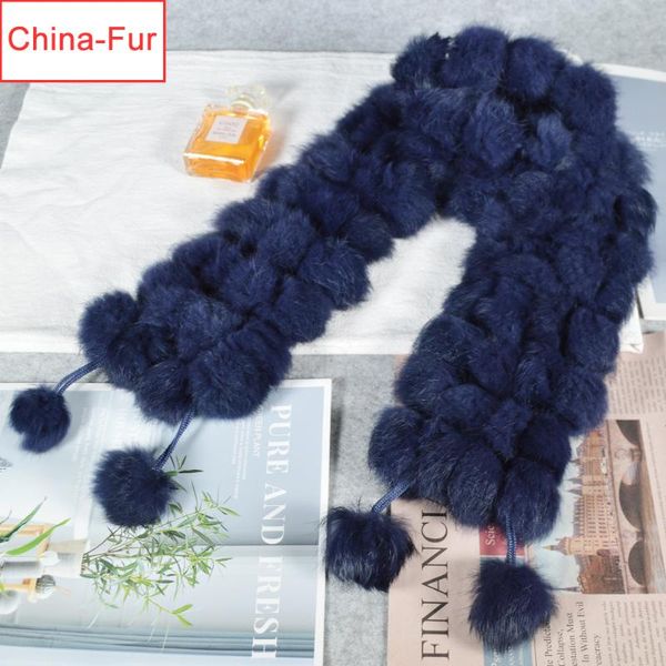 

scarves 2021 fashion natural fur scarf lady winter warm real muffler women knitted 100% genuine, Blue;gray