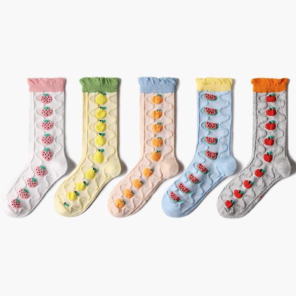 

new children's socks, baby cartoon fruit, japanese wood ear socks, Pink;yellow