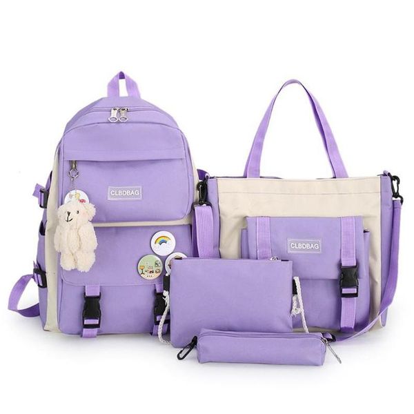 

school bags 4pcs canvas backpack teens bag bookbags lapback to