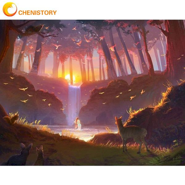 

paintings chenistory forest landscape oil painting by number diy numbers acrylic paint modern wall art picture handpainted canvas decor