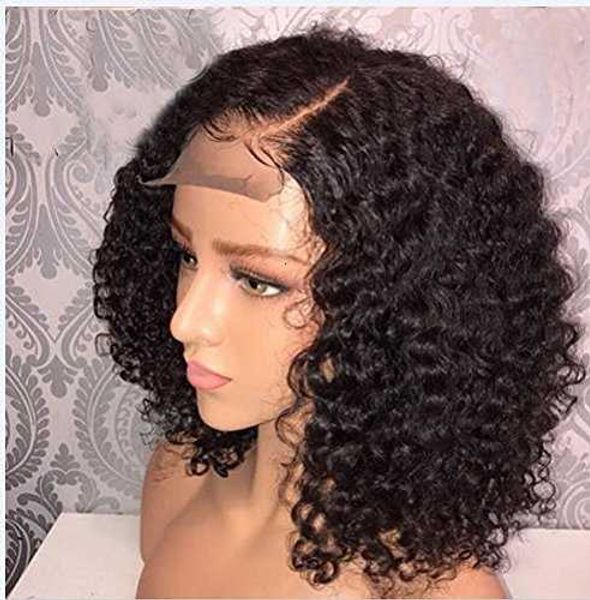 

bob for women 360 lace frontal brazilian curly human hair wigs, Black