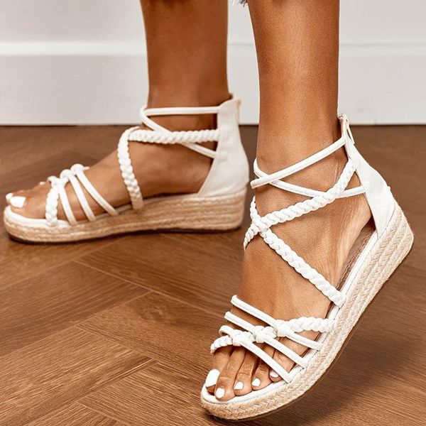 

sandals summer women platform shoes 2021 fashion round toe comfortable buckle outer wear female large size, Black