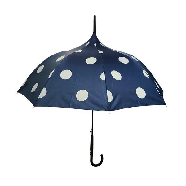 

umbrellas sunny and rainy dual purpose women parasol semi-automatic 8k long handle straight umbrella edging cute polka dot pagoda