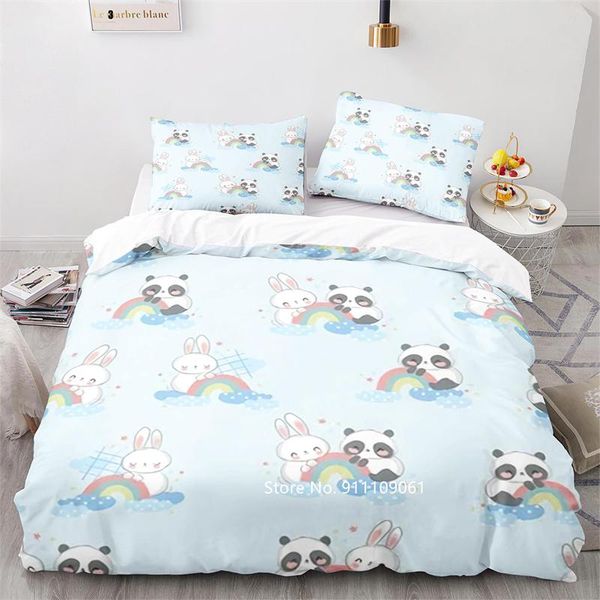 

bedding sets cute cartoon rainbow bedspread family children girls room soft sheets cozy down quilt covers and pillowcases