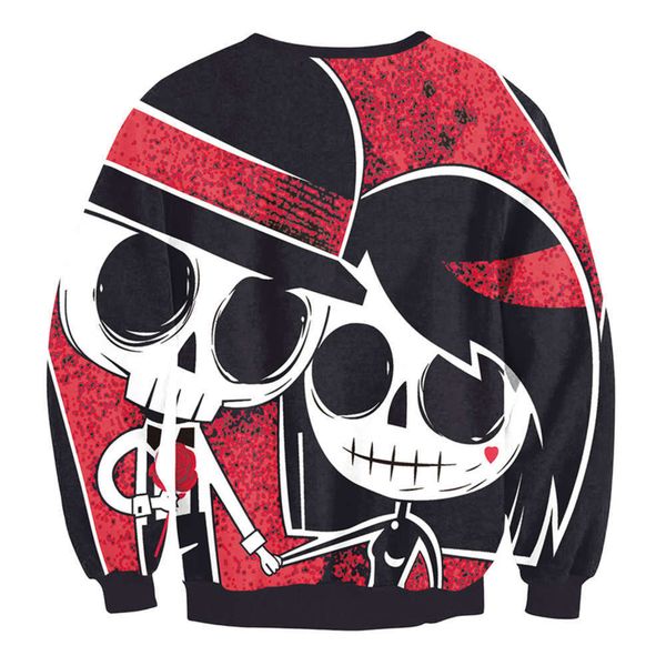 

sweatshirts men's hoodies & halloween graffiti printed pullover for female skull long sve, Black