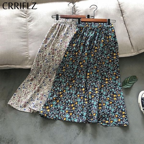 

summer floral skirt women casual a-line midi female skirts, Black