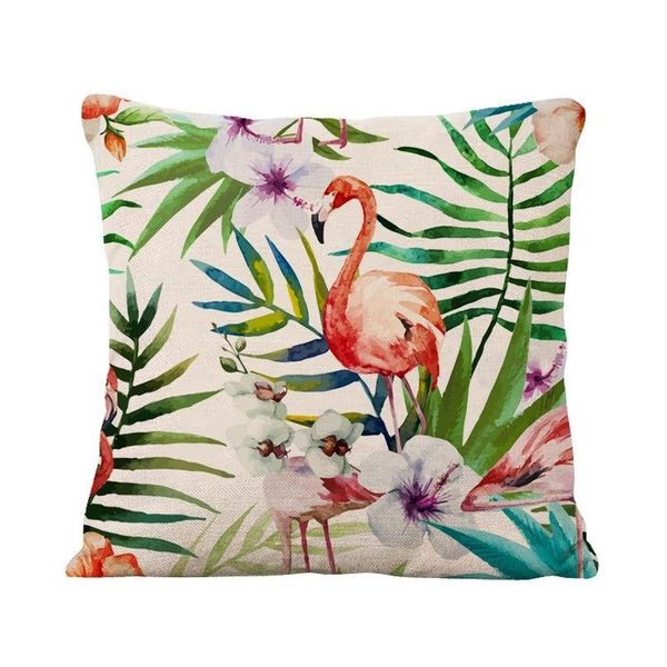 

linen animal cushion flamingo square throw pillow cover for car chair sofa 1 piece polyester pillowcase home decorative 45*45cm cushion/deco