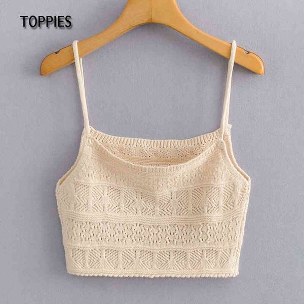 

ies bohemian camisole summer hollow out knitted vacation beach woman 210412, White