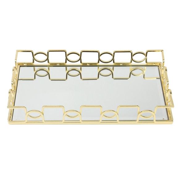 

kitchen storage & organization golden glass tray mirror metal jewelry display decorative fruit organizer