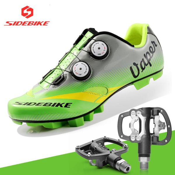 

sidebike mtb shoes men green bike cycling bicycle sneakers women professional self-locking breathable outdoor footwear, Black