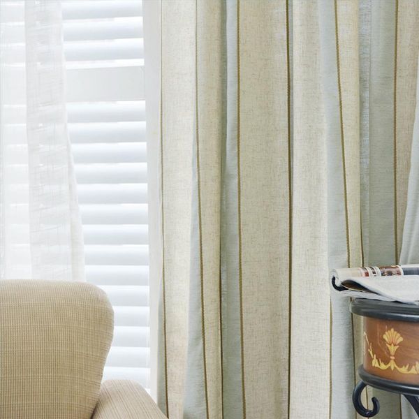 

curtain & drapes mediterranean cotton and linen striped blackout curtains for living room bay windows bedroom shade study embroidered