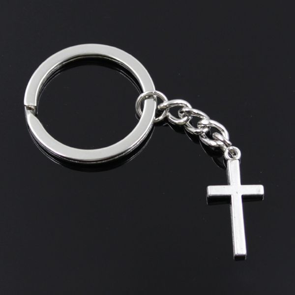 

new fashion men 30mm keychain diy metal holder chain vintage cross 13x27mm silver color pendant gift