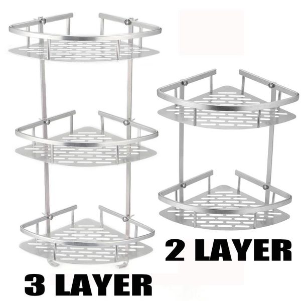 

bathroom shelves 2/3tier corner storage holder shampoo cosmetic shower kitchen rack organizer bath accessory sets