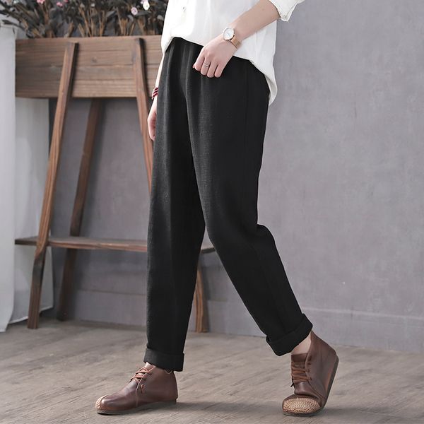 

kog134 black korea cable according to literature and art age season restoring ancient ways is new cotton and linen slacks, Blue