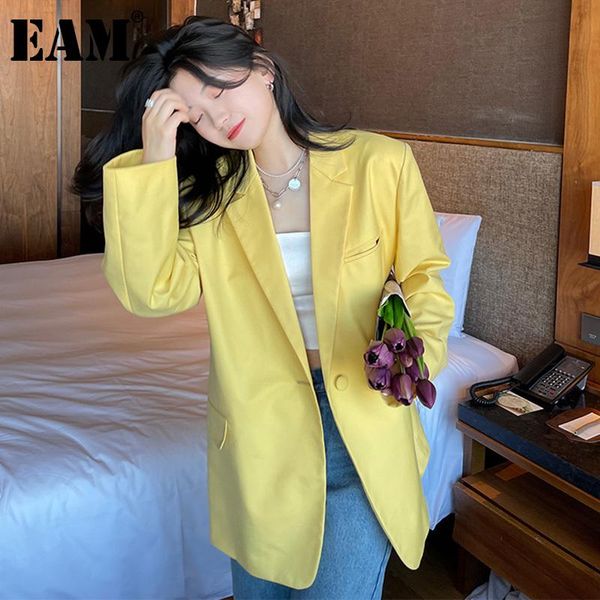 

women's suits & blazers [eam] women yellow brief big size casual blazer lapel long sleeve loose fit jacket fashion tide spring autumn 2, White;black