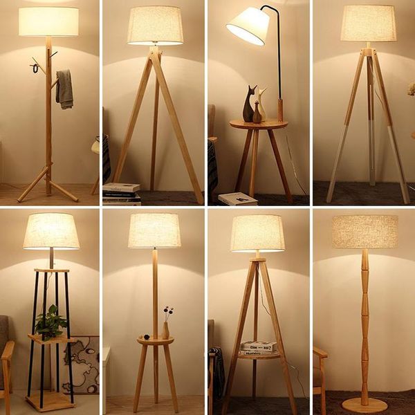 

floor lamps modern wooden minimalist standing lamp indoor lighting fixture living room bedroom light with fabric lampshade