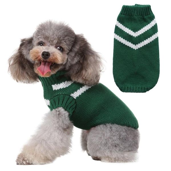 

dog apparel pet autumn and winter warm costume knitting clothes small medium dogs double v-shaped stripes sweater