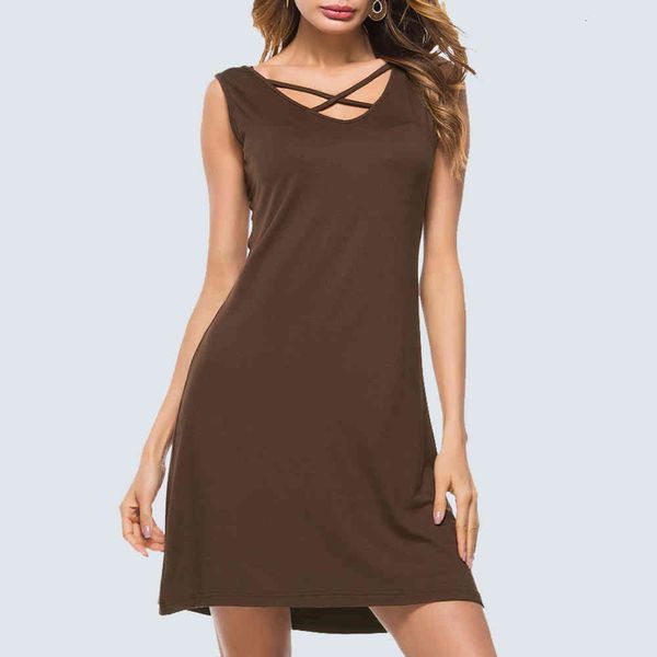 

dresses women solid color o neck casual shift brief summer sleeveless straight lady ht022, Black;gray