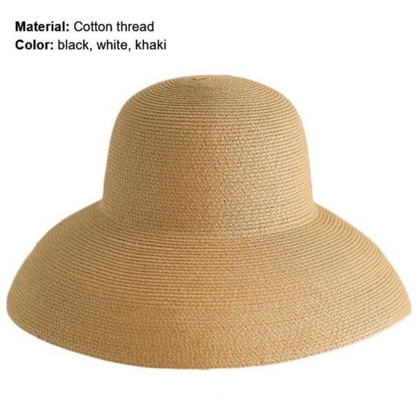 

wide brim hats women sun hat anti-ultraviolet foldable solid color straw cap for summer, Blue;gray