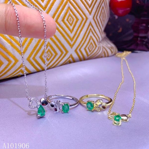 

fine jewelry 925 sterling silver inlaid natural emerald female ring necklace pendant set support review lu bracelet, earrings &, Black