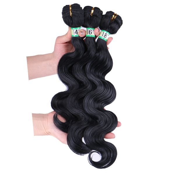 

synthetic body wave hair bundles 16-24 inches curly wave hair extensions pure color for black women