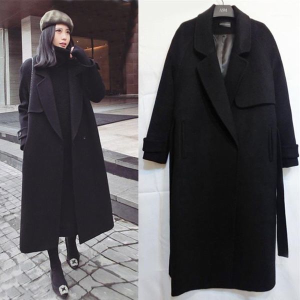 

women's wool & blends coat and mixed casual solid color autumn winter plus size 2021 clothing, Black