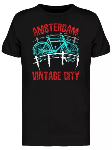 

amsterdam vintage city men's tee -image by shutterstock, White;black