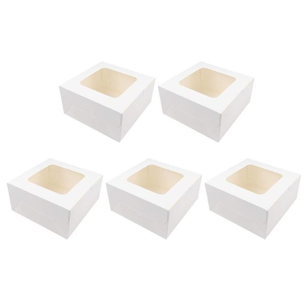 

gift wrap 5pcs paper bakery boxes dessert packing cases with window (white)