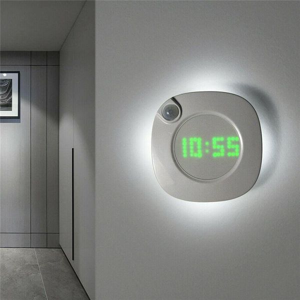 

wall lamp led smart night light human body induction time display magnetic for bedroom _wk