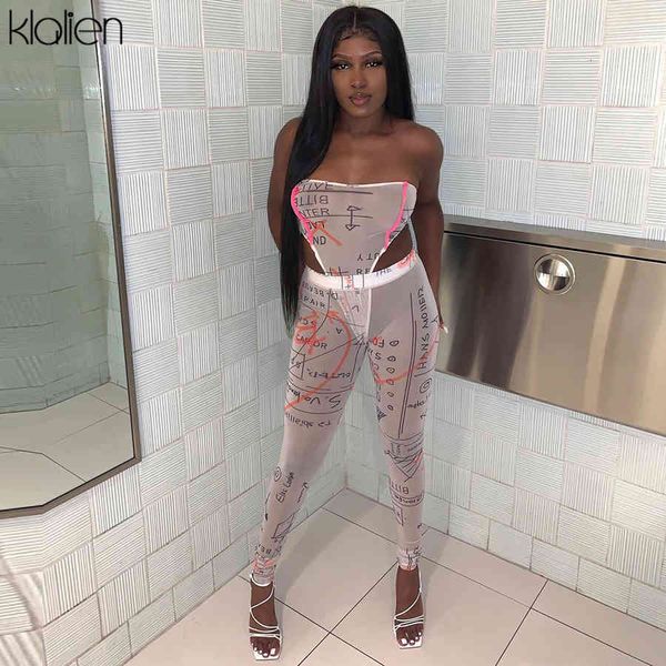 

tracksuits 2021 fashion casual print mesh bodysuit trousers two piece set women streetwear clubwear skinny elastic outfit, Gray