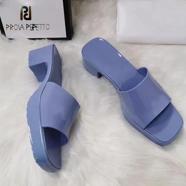 

high heel platform rubber slippers open toe outdoor casual beach shoes summer flip flops pink black jelly design for women