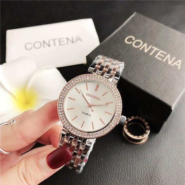 

wristwatches contena fashionable men's and women's quartz watches, Slivery;brown