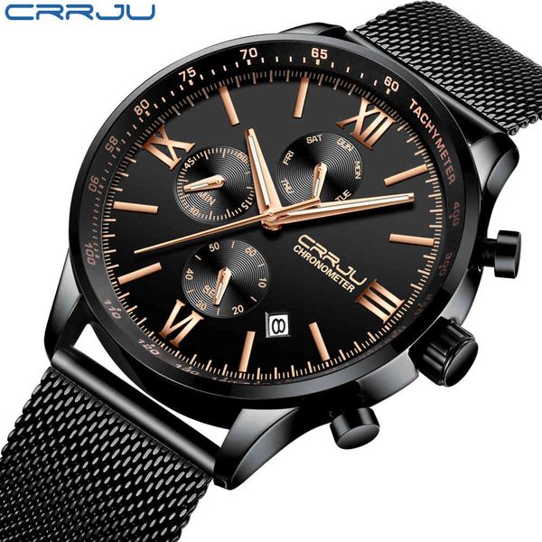

crrju unique design men women luxury brand wristwatches sports leather quartz creative casual fashion watches relogio feminino 210517, Slivery;brown