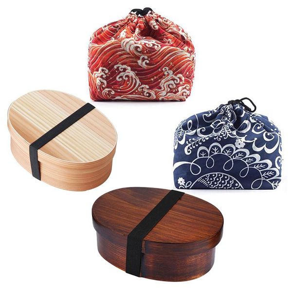 

dinnerware sets japanese style wood bento box microwavable container bamboo lunch bag sushi for kids