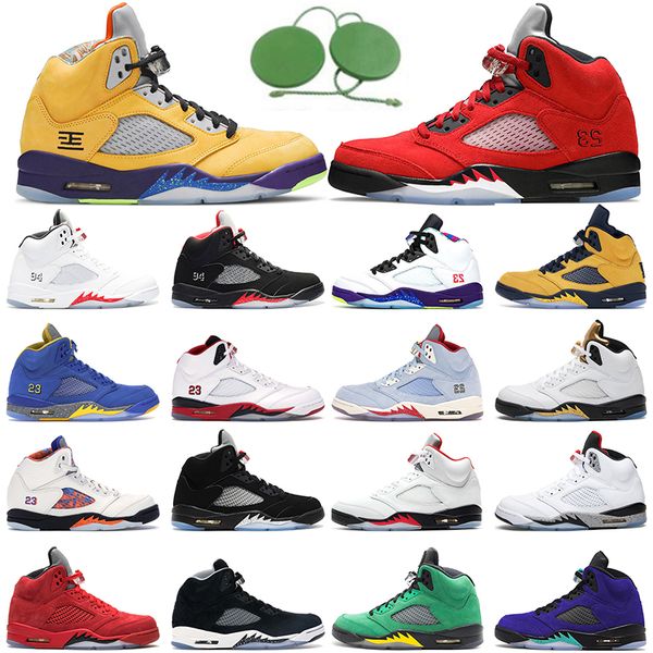 

2021 basketball shoes 5 5s men shoe raging bull what the alternate grape white cement fire red metallic silver international flight trainers