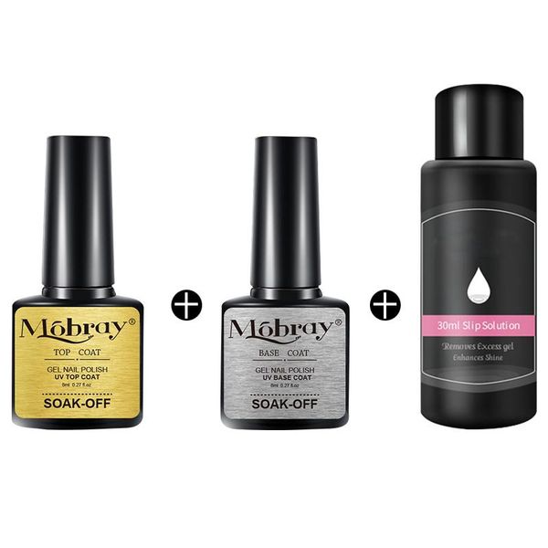 

nail gel mobray 7.5ml base and coat 30ml slip solution polish transparent long lasting soak false moldoff for, Red;pink