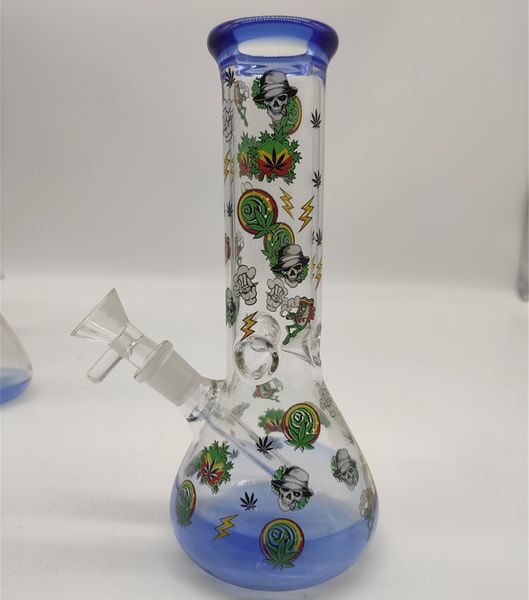 20 cm, 20,3 cm, Premium-blaue Spitze und Unterseite, Anime-Thema, Frosch-Shisha-Wasserpfeifen-Bong, Glasbongs mit 14-mm-Downstem und Kopf, 2-in-1, gebrauchsfertig