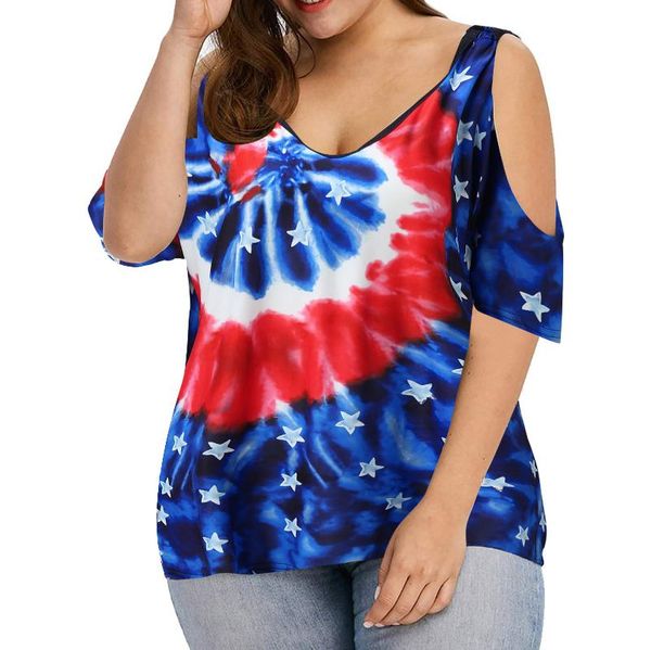 

plus size t-shirt 2021 summer product super loose ladies shirt v-neck off-shoulder with various prints casual clothes, Black
