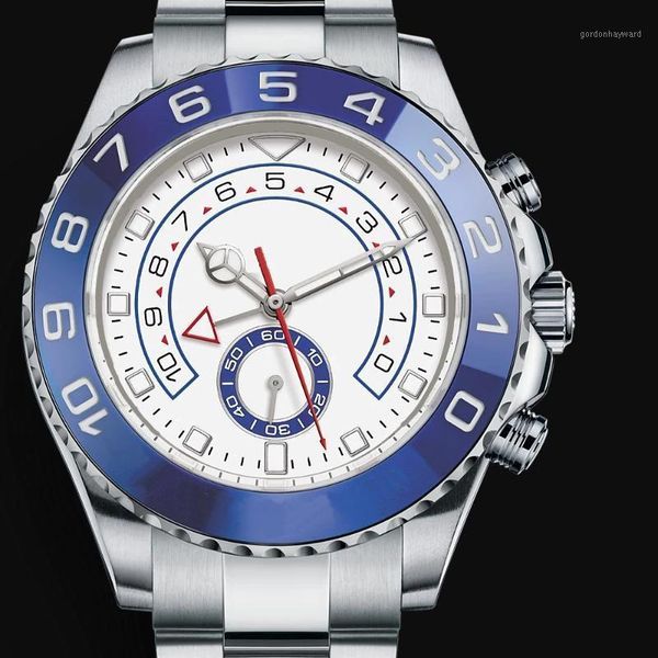 

wristwatches automatic men's mechanical watch sapphire glass 44mm stainless steel bracelet watches blue ceramic bezel, Slivery;brown