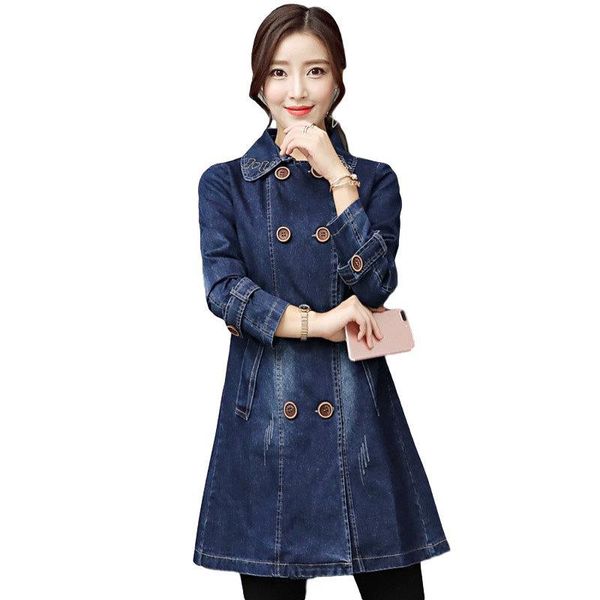 

women's jackets idopy women long ean jacket fashion denim coat female plus size m-5xl vintage distressed outwear for girls, Black;brown