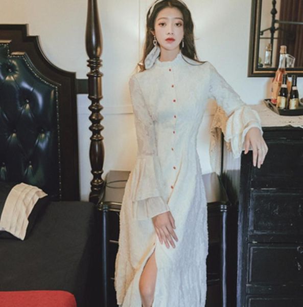 

casual dresses fashion designer week women's wear restoring ancient ways slimming temperament long sleeves petal fishtail dress, Black;gray