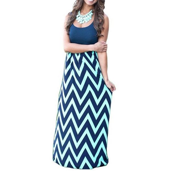 

o neck tank long dress summer wavy print casual maxi t shirt dresses backless slim vestidos mujer streetwear high waist clothes 210507, Black;gray