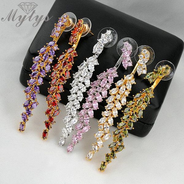 

dangle & chandelier mytys women fashion cubic zircon long earrings single piece drop e327 e385 e391 e392 e393 e394, Silver