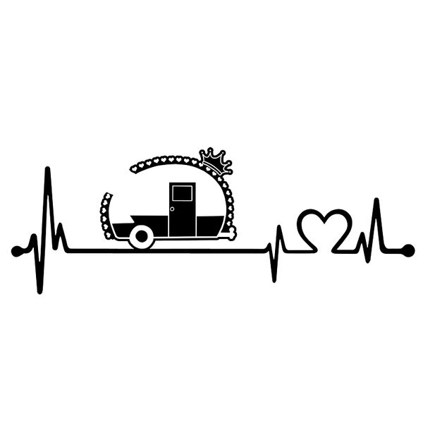 

20.3*9.8cm Camper Heartbeat Car Sticker camping Vinyl Sticker Funny Bumper Novelty JDM Drift car stickers and decals funny, Black
