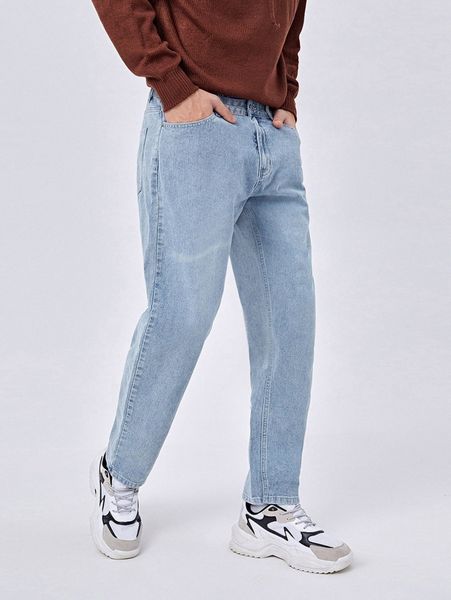

men light wash straight leg jeans k7gq#, Blue